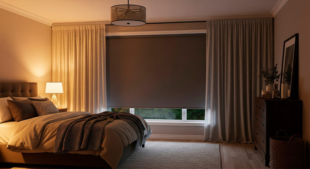 Quarto do casal Persiana Roller com Blackout Colbiflex